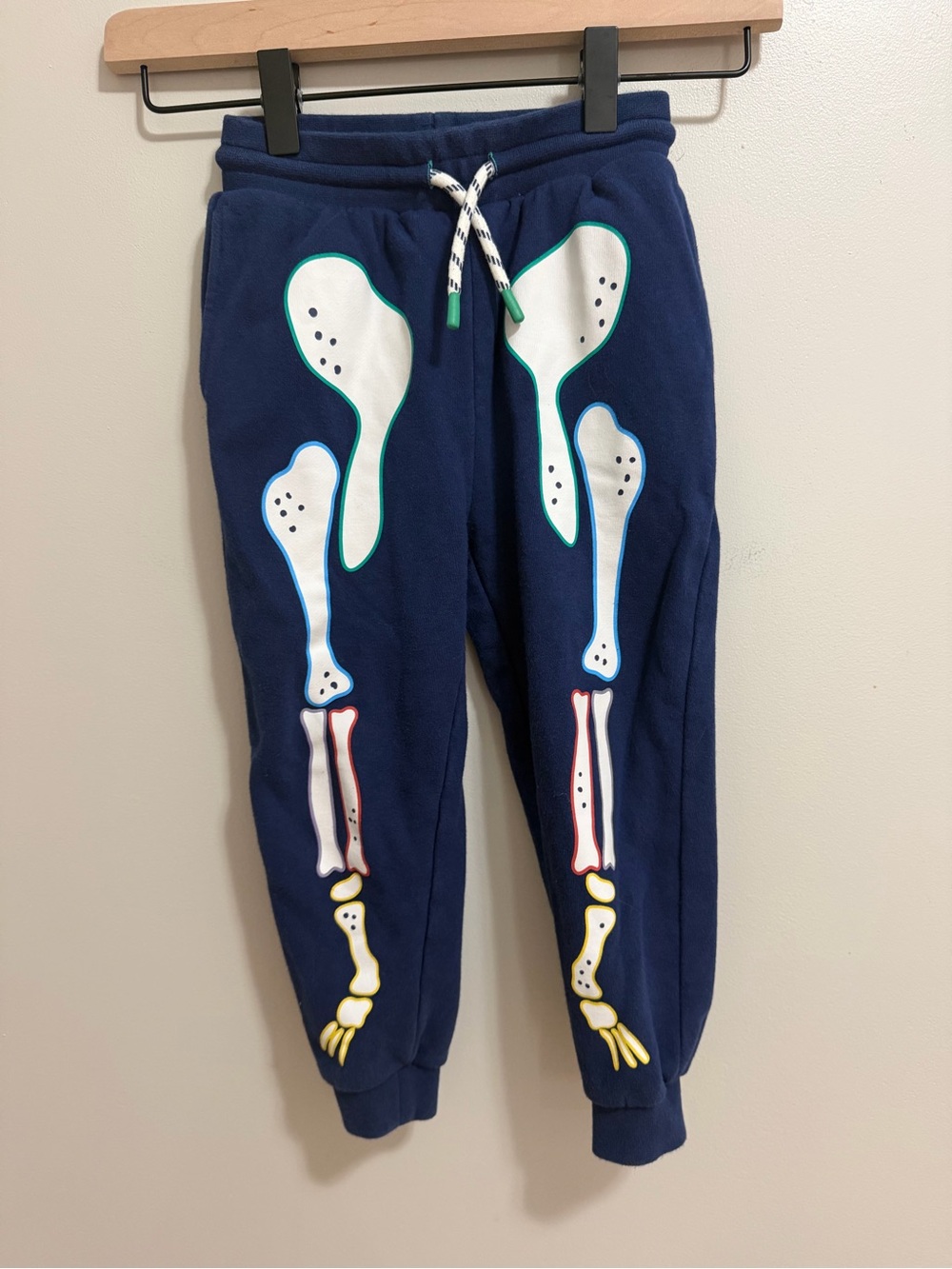 Mini Boden Kids Glow Halloween Joggers Navy Skeleton Pants 2-3Y B2768